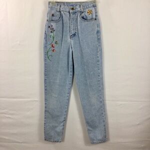 1980’S high rise floral embroidered jeans